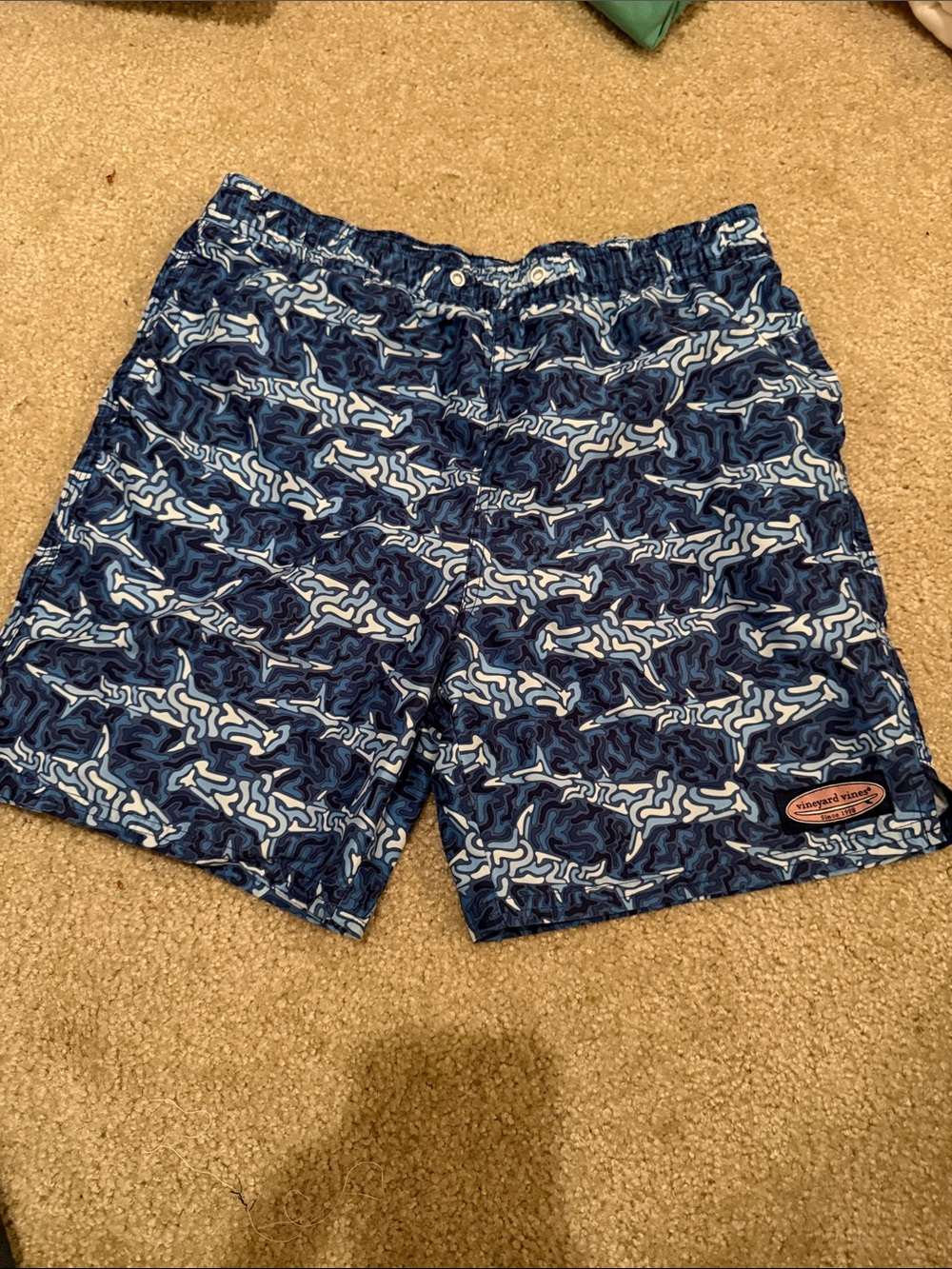 Vineyard Vines kid Blue Patterned Swim Trunks